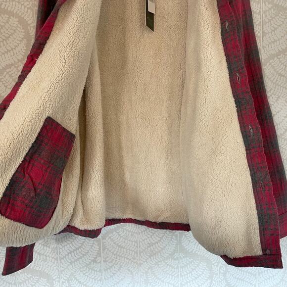 NWT Jachs NY Red Recycled Flannel Shirt Jacket/Shacket, Sherpa/Fleece Plaid XL - Picture 6 of 16